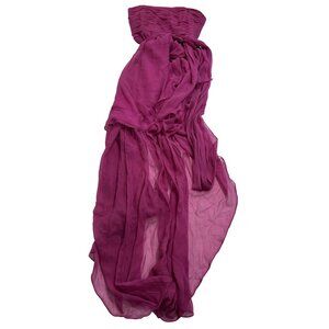 Kurt Thomas Ruched Silk Chiffon Asymmetric Tiered Eve Gown Dress in Pink